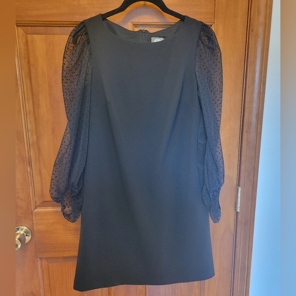 Vince Camuto - Elegant Black Dress with Sheer Sleeves